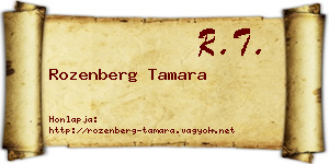 Rozenberg Tamara névjegykártya